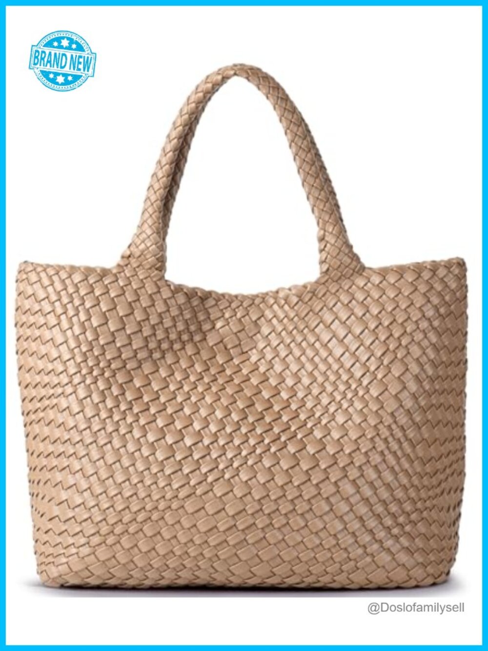 Woven Vegan Leather Top Handle Shoulder Tote Bag